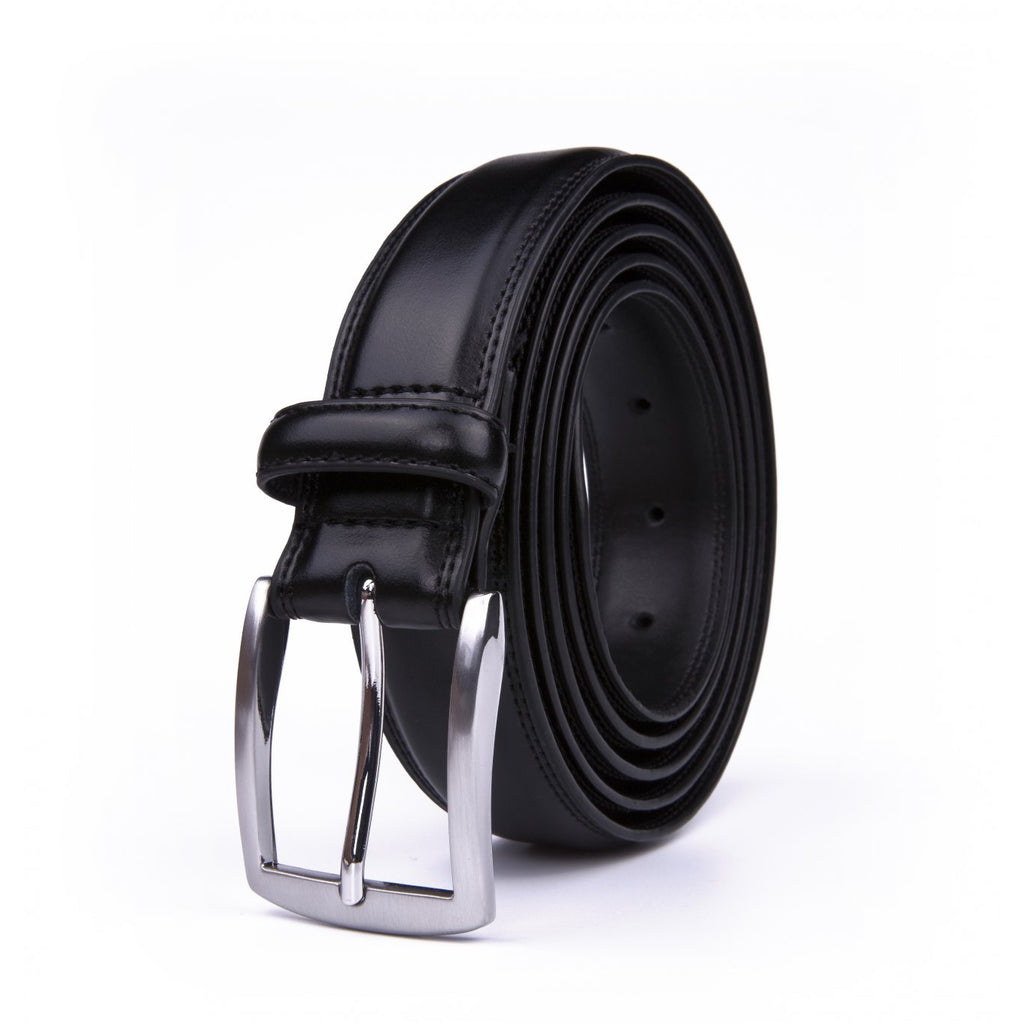 Belt For Men, Classic 1.25-inch Wide Genuine Leather Dress Belt - Black